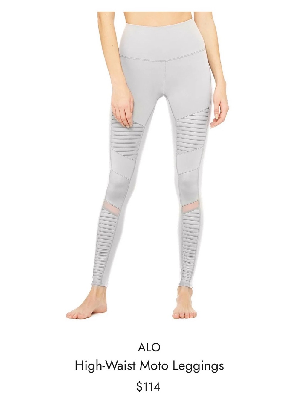ALO Yoga Light Grey Ribbed Panel High-Waist Leggings XS